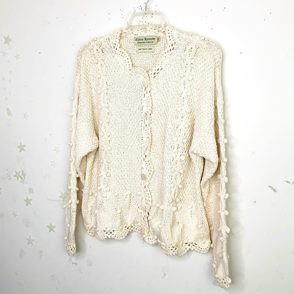 CLAIRE Kennedy cream Hand knit bobble cardigan - Picture 2 of 13